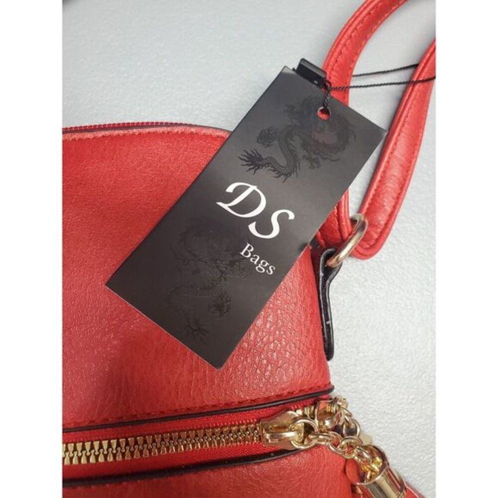 DS Bag Crossbody Bags‎ Womens Red Dual Tassel Vegan Shoulder Adjustable Strap - Picture 3 of 12